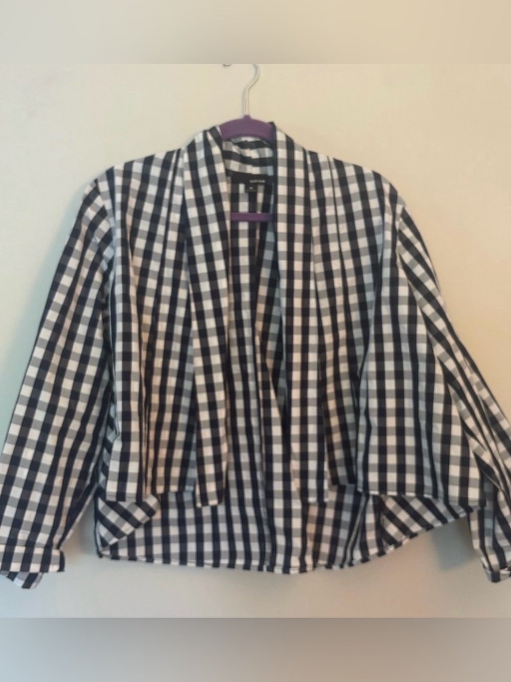Sun Kim Jacket Open-Front Blazer Black & White Sz M Made in USA NWOT PERFECT